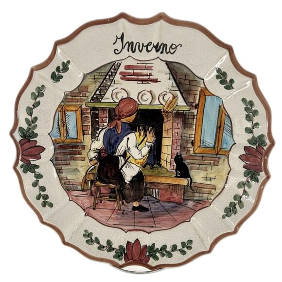 Intrada Italy Majolica Four Seasons Wall Decor Handcrafted Ceramic12" Plates - Picture 2 of 9
